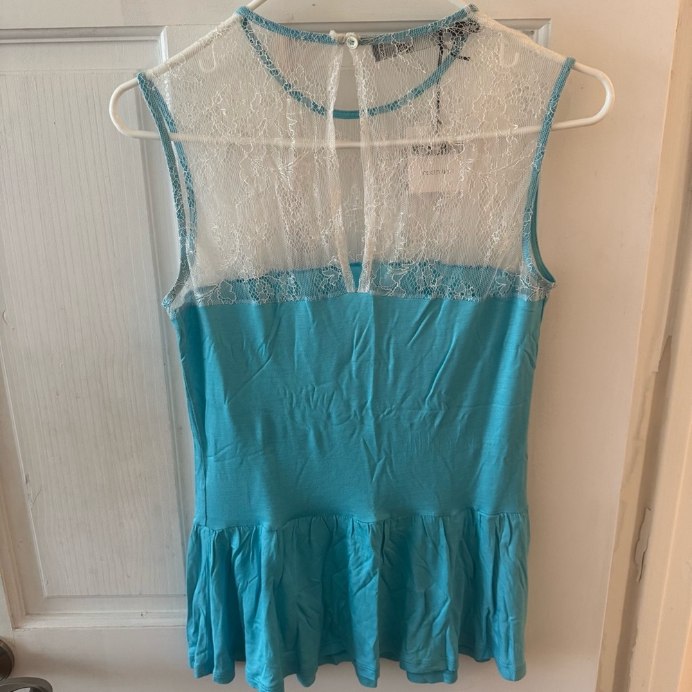 Moschino Blue and White Lace Blouse